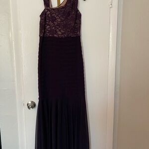 R&M Richards Deep Purple Lace top detail Maxi Dress
